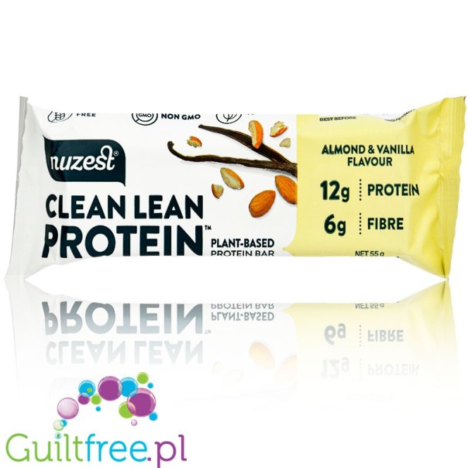 Nuzest Clean Lean Protein Bar Almond & Vanilla - clean vegan protein bar with no sweeteners