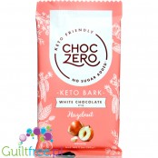 Choc Zero Keto Bark, White Chocolate & Hazelnuts - sugar free white chocolate with monk fruit