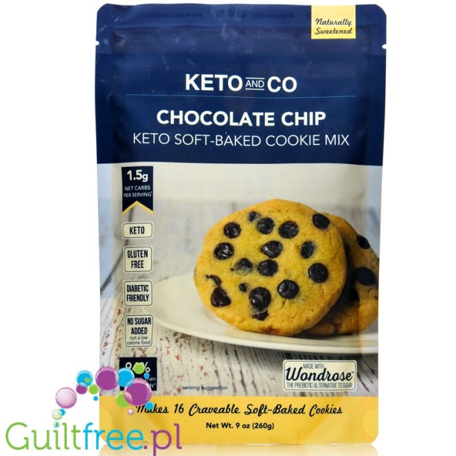 Keto & Co Keto Soft-Baked Chocolate Chip Cookie Mix - mix do niskowęglowodanowych ciasteczek z czekoladą bez cukru