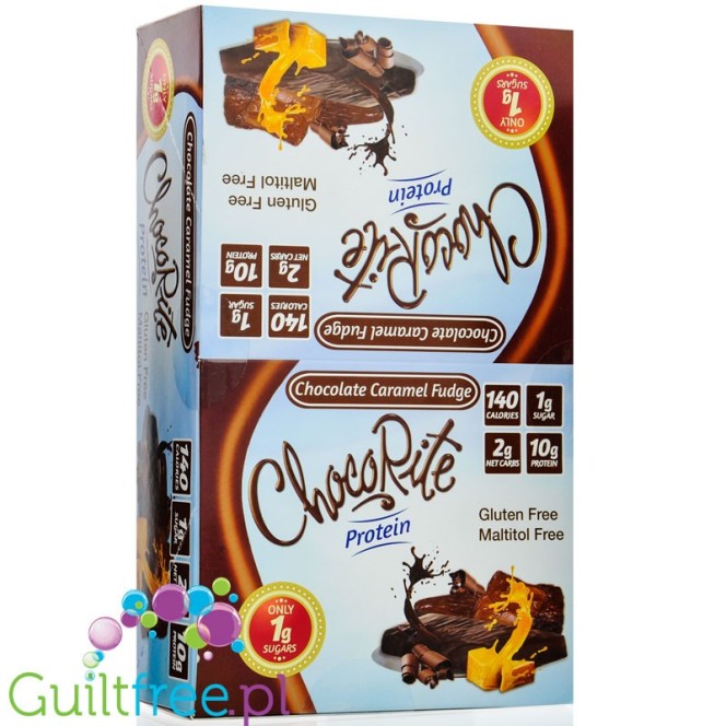 Healthsmart ChocoRite Chocolate Caramel Fudge - PUDEŁKO x 16szt- baton białkowy bez cukru i bez maltitolu