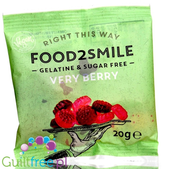 Food2Smile Very Berry Mini Bag - wegańskie żelki malinowe bez cukru ze stewią