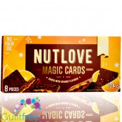 NutLove Magic Cards Choco & Orange – ciastka kakaowe z kremem pomarańczowym w polewie bez cukru