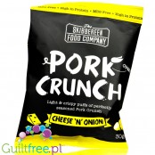 Skibbereen Pork Crunch Cheese'N'Onion - keto chrupki wieprzowe bez glutenu i MSG 40% białka