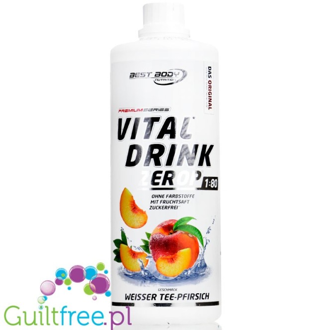 Vital Drink Apple White Tea Peach 1L - koncentrat bez cukru z witaminami, Biała Herbata & Brzoskwinia