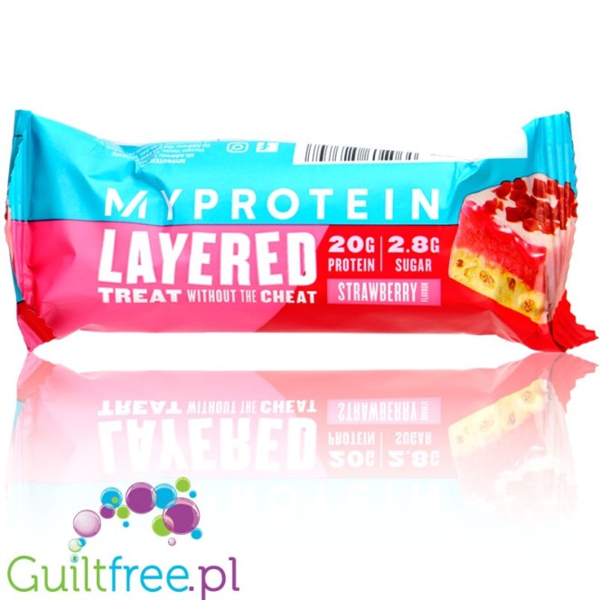 MyProtein 6 Layer Strawberry - sześciowarstwowy baton białkowy Truskawka & Biała Czekolada