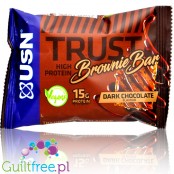 USN Trust Vegan Protein Brownie Bar Dark Chocolate - wegańskie ciacho proteinowe 15g białka