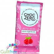 Choc Zero Keto Bark, White Chocolate Raspberry Popping Candy - biała keto czekolada bez cukru z malinami