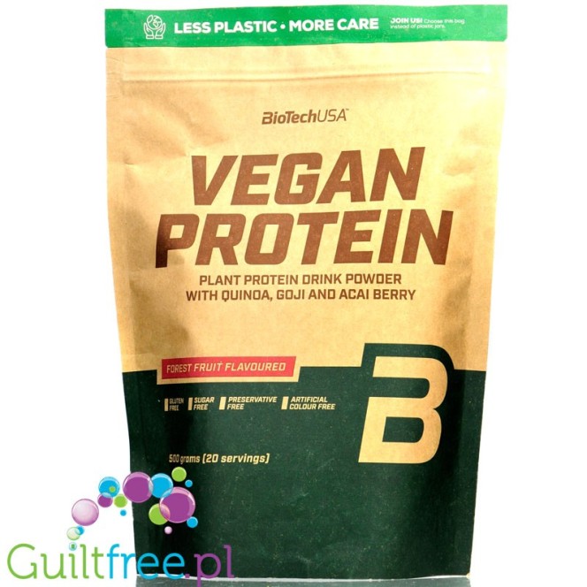 BioTech Vegan Protein Forrest Fruit - wegańska odżywka białkowa z acai, goji i quinoa