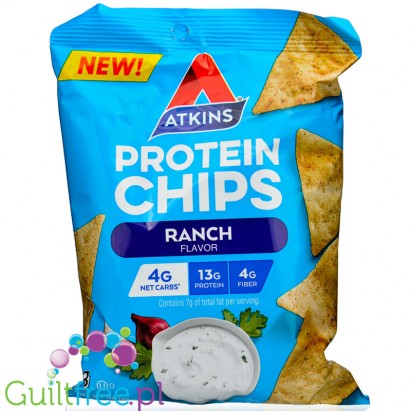 Atkins Nutritionals Protein Chips Ranch - chipsy proteinowe 18g białka, Zioła & Śmietanka
