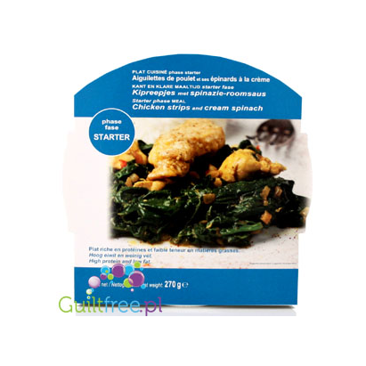 Kurczak w kremowym sosie szpinakowym - kompletny obiad 230kcal & 31g białka