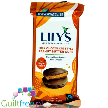 Lily's Sweets, Peanut Butter Cups 2Pack, Milk - keto miseczki z mlecznej czekolady z masłem orzechowym, słodzone stewią