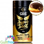 GBS Angel's Touch instant flavored coffee with caffeine boost, donut with chocolate