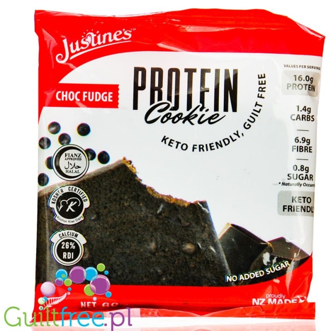 Justine's Cookies Protein Cookie Choc Fudge - ciastko białkowe bez glutenu i bez cukru, smak Czekolada & Krówka