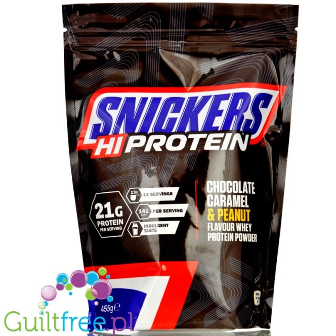 Snickers Hi-Protein Whey 0,455KG - odżywka białkowa, Czekolada, Karmel & Masło Orzechowe