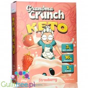 Grandma Crunch Keto Cereal Strawberry - wegańskie keto płatki śniadaniowe bez cukru 50% białka