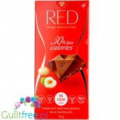 RED Delight mleczna czekolada z orzechami laskowymi i macadamia bez dodatku cukru, 30% mniej kalorii