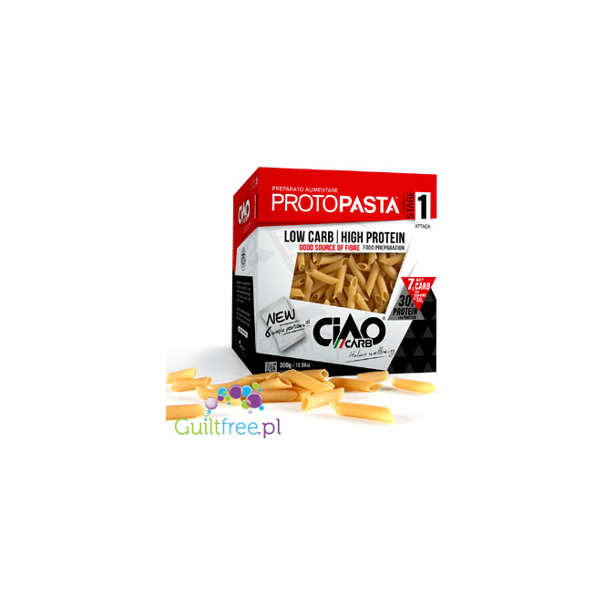 Ciao Carb ProtoPasta, Penne - makaron akaron proteinowy 60% białka w saszetkach, Pióra