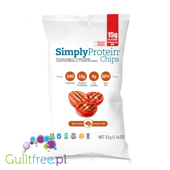 Simply Protein Wegańskie Chipsy Proteinowe Grilowane Pomidory BBQ 15g białka