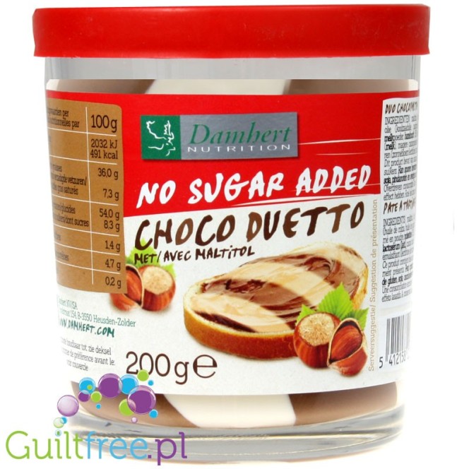 Choco Duetto krem czekoladowy dwukolorowy bez dodatku cukru 