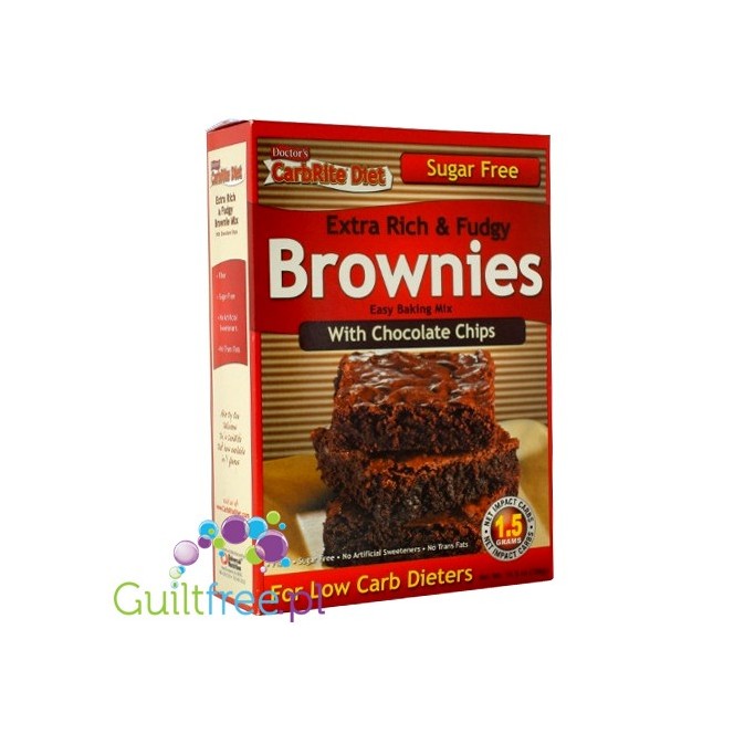 Doctor's CarbRite Diet Sugar Free extra rich & fudgy Brownies easy bakinx mix with chocolate chips - Ready-made mixture