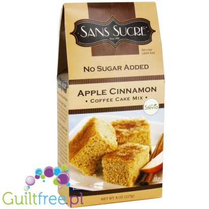 Sans Sucre No Sugar Added Apple Cinnamon Coffee Cake Mix with Stevia - Mixture for baking cakes flavored with vanilla butter-dri