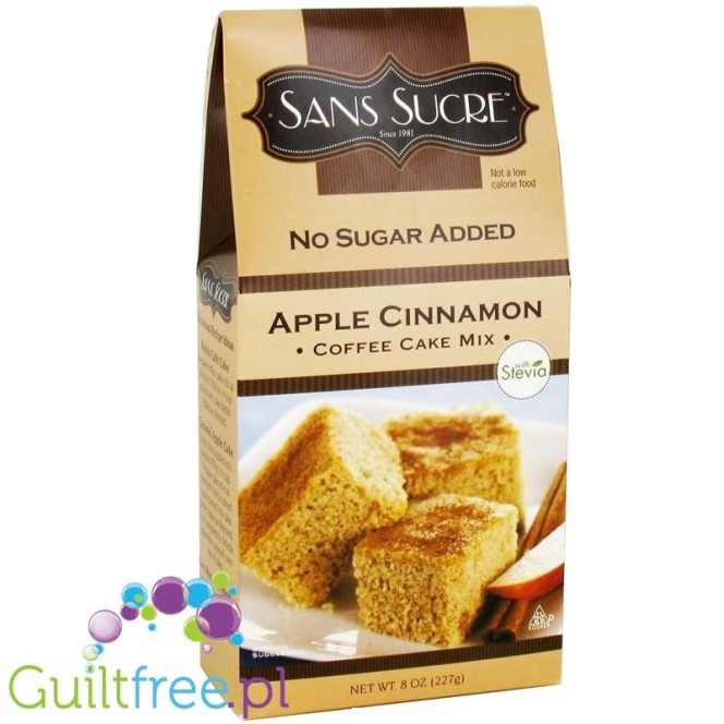 Sans Sucre No Sugar Added Apple Cinnamon Coffee Cake Mix with Stevia - Mixture for baking cakes