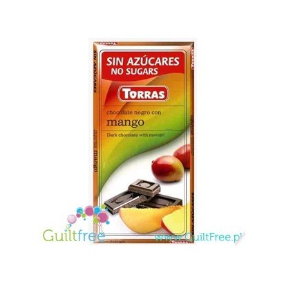 Torras ark chocolate without added sugar, with pieces of mango