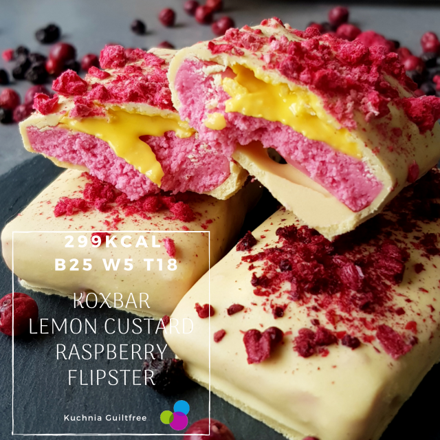 KoxBar Lemon Custard Raspberry White Choc – mambowy domowy baton białkowy