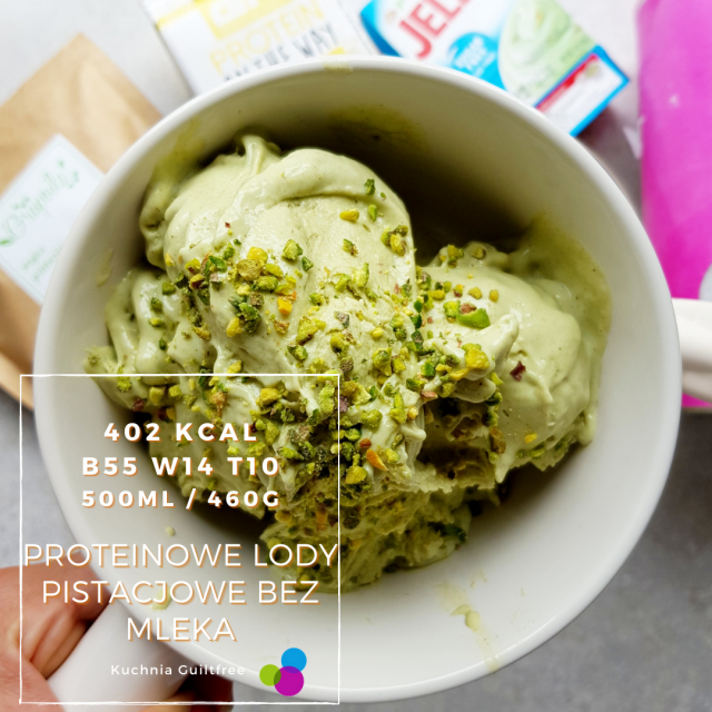 Jak zrobić proteinowe fit lody pistacjowe bez mleka i bez cukru, 400kcal & 53g białka